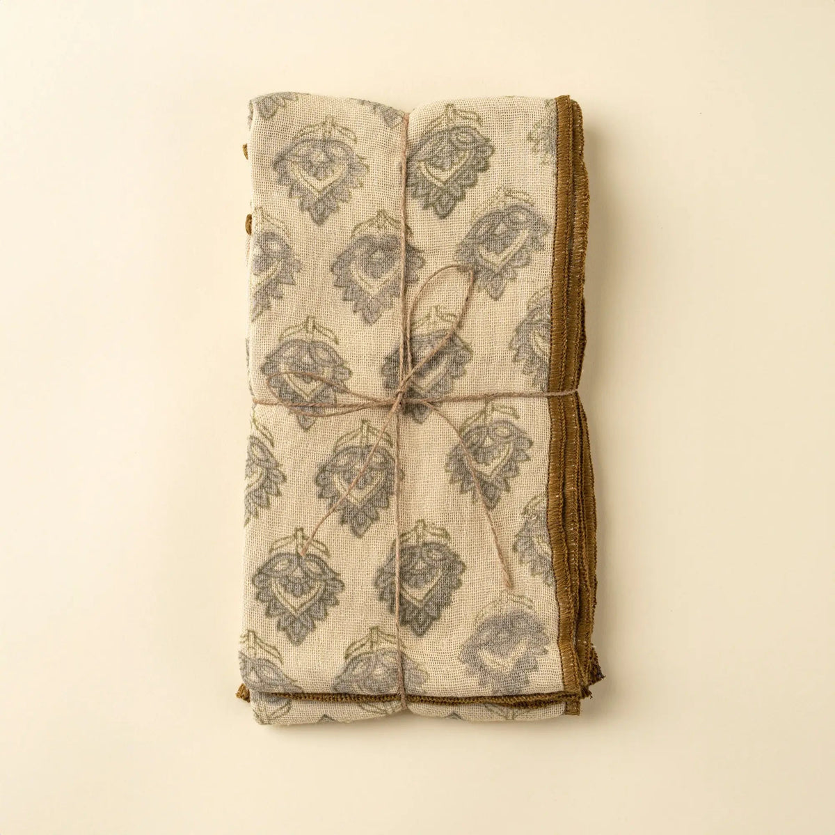Grey Lotus Flower Block Print Tea Towels – Set of 2 - Petite Thuet & Co.