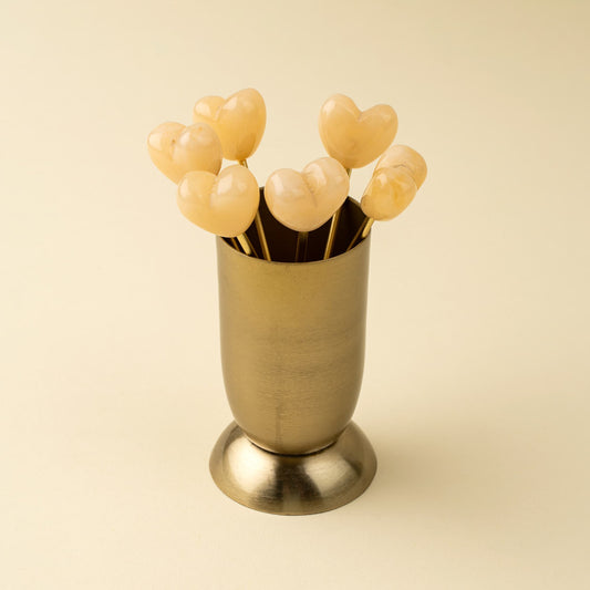 Heart Cocktail Picks with Holder, Set of 6
