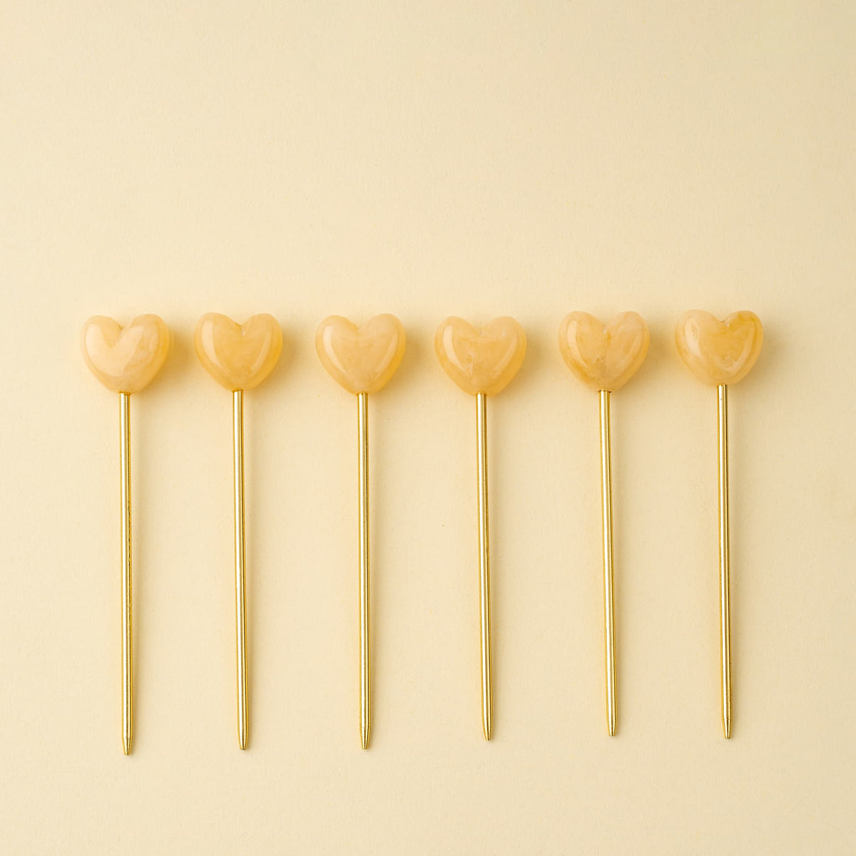 Heart Cocktail Picks with Holder, Set of 6