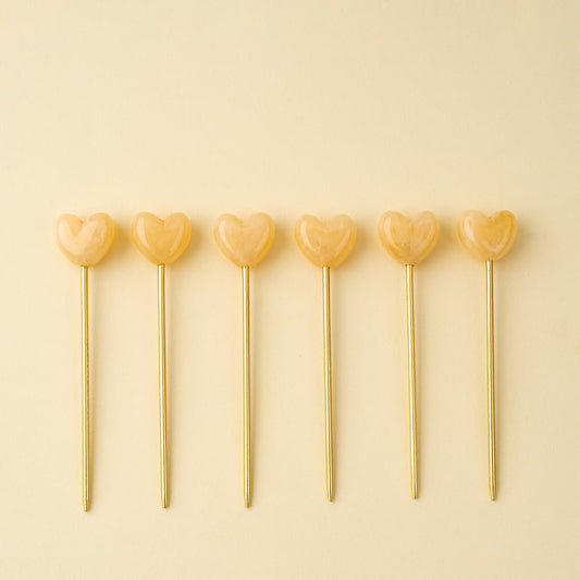 Heart Cocktail Picks with Holder, Set of 6