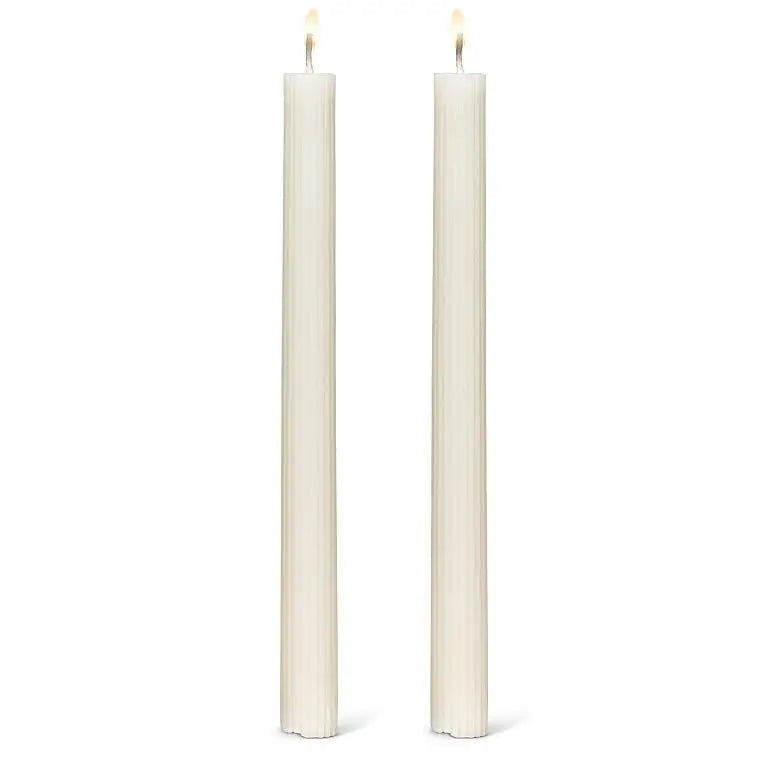 Ivory Ridged Taper Candle