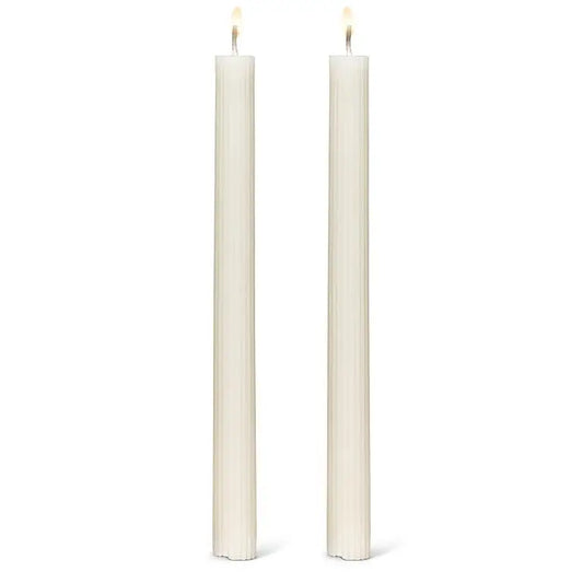 Ivory Ridged Taper Candle