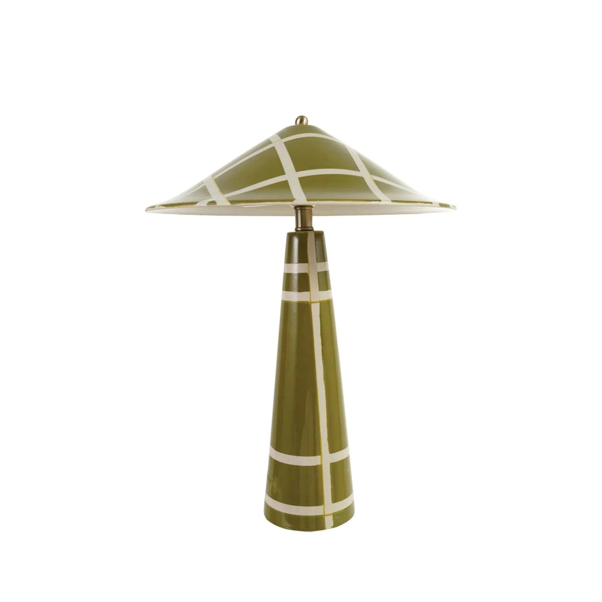 Avocado Green Plaid Ceramic Table Lamp
