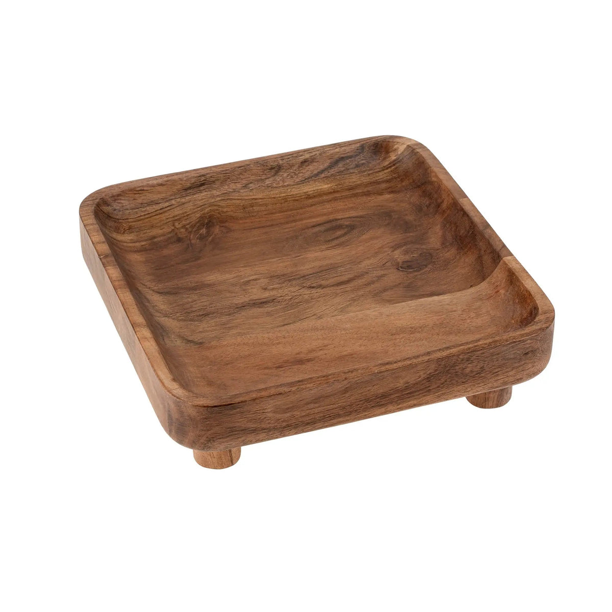 Large Acacia Wood Footed Tray - Petite Thuet & Co.