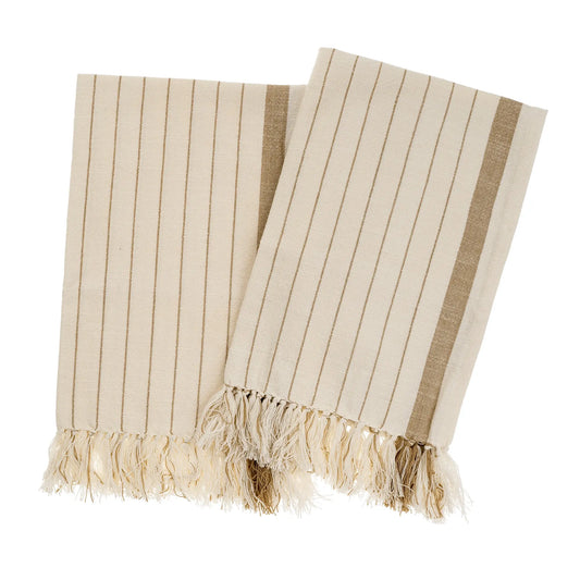Pinstripe Hammam Hand Towels, Sand – Set of 2