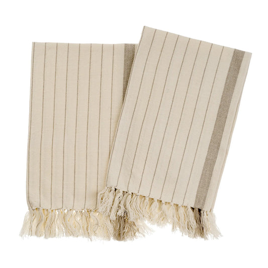 Pinstripe Hammam Hand Towels, Grey – Set of 2