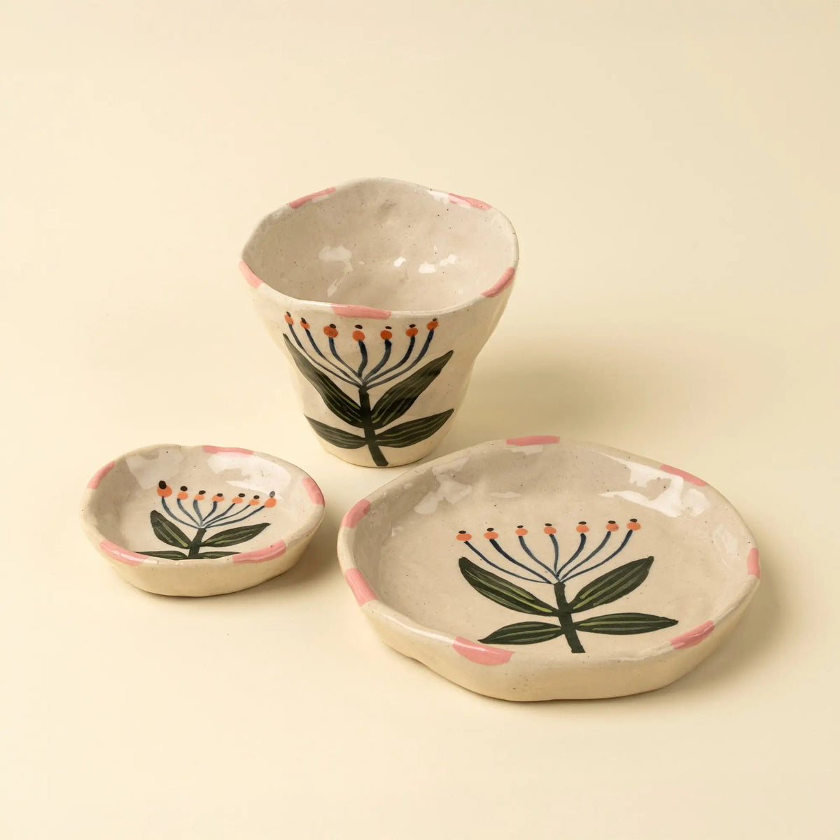 Lotus Flower Hand-Painted Pottery Cup - Petite Thuet & Co.