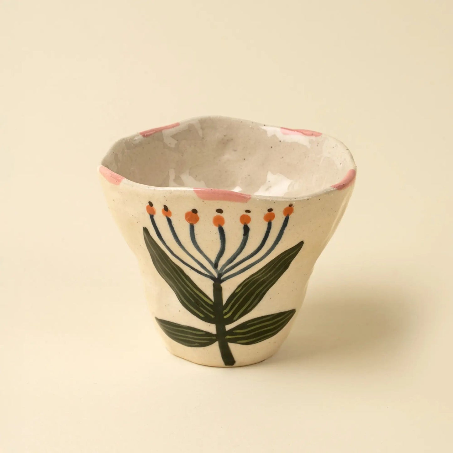 Lotus Flower Hand-Painted Pottery Cup - Petite Thuet & Co.