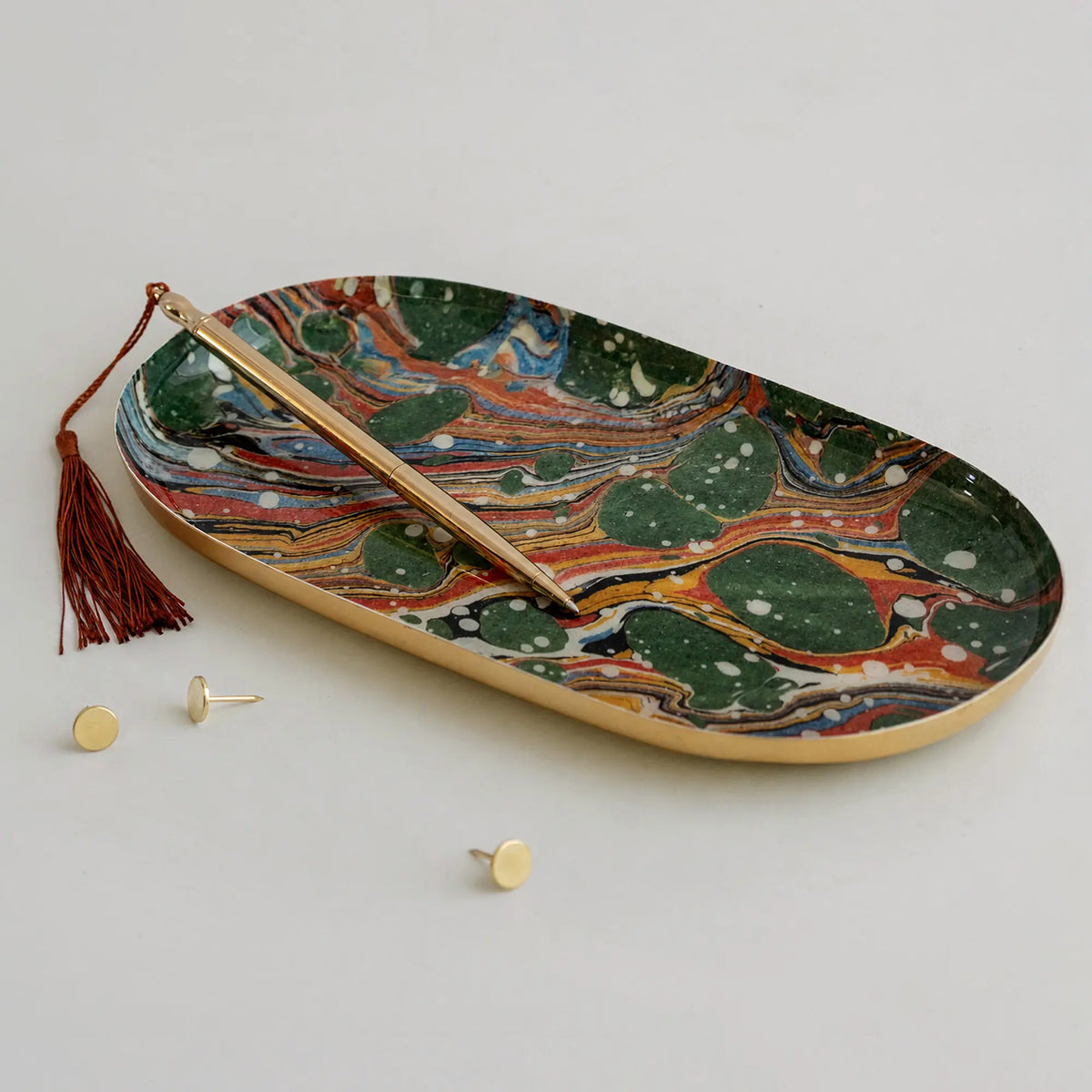 Oval Enamel Tray, Marbled
