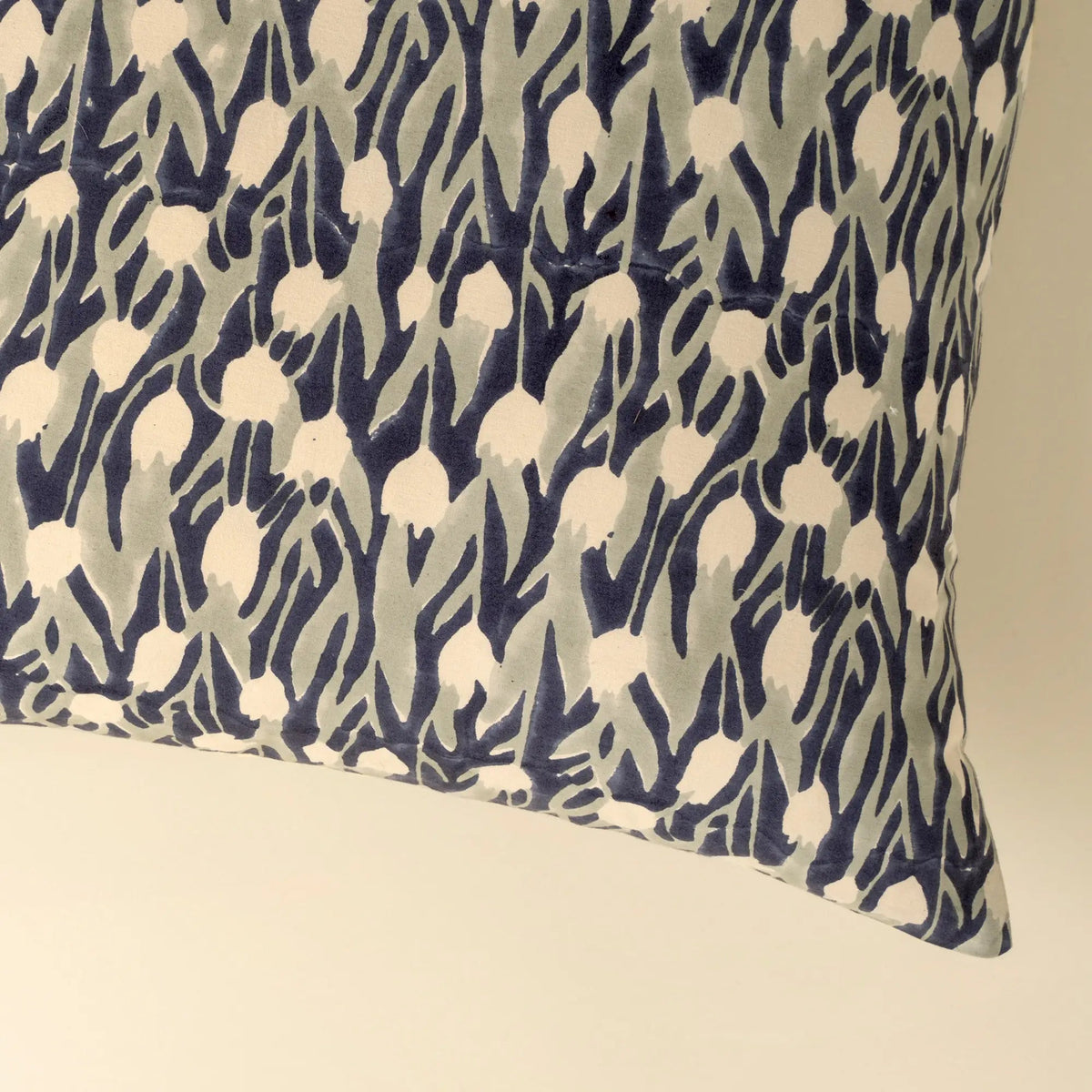 Midnight Blue Botanical Block Print Pillow - Petite Thuet & Co.