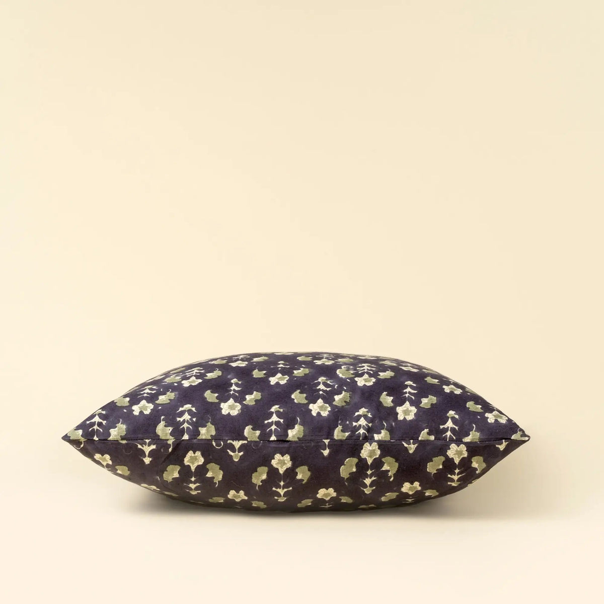 Midnight Blue Floral Block Print Pillow - Petite Thuet & Co.