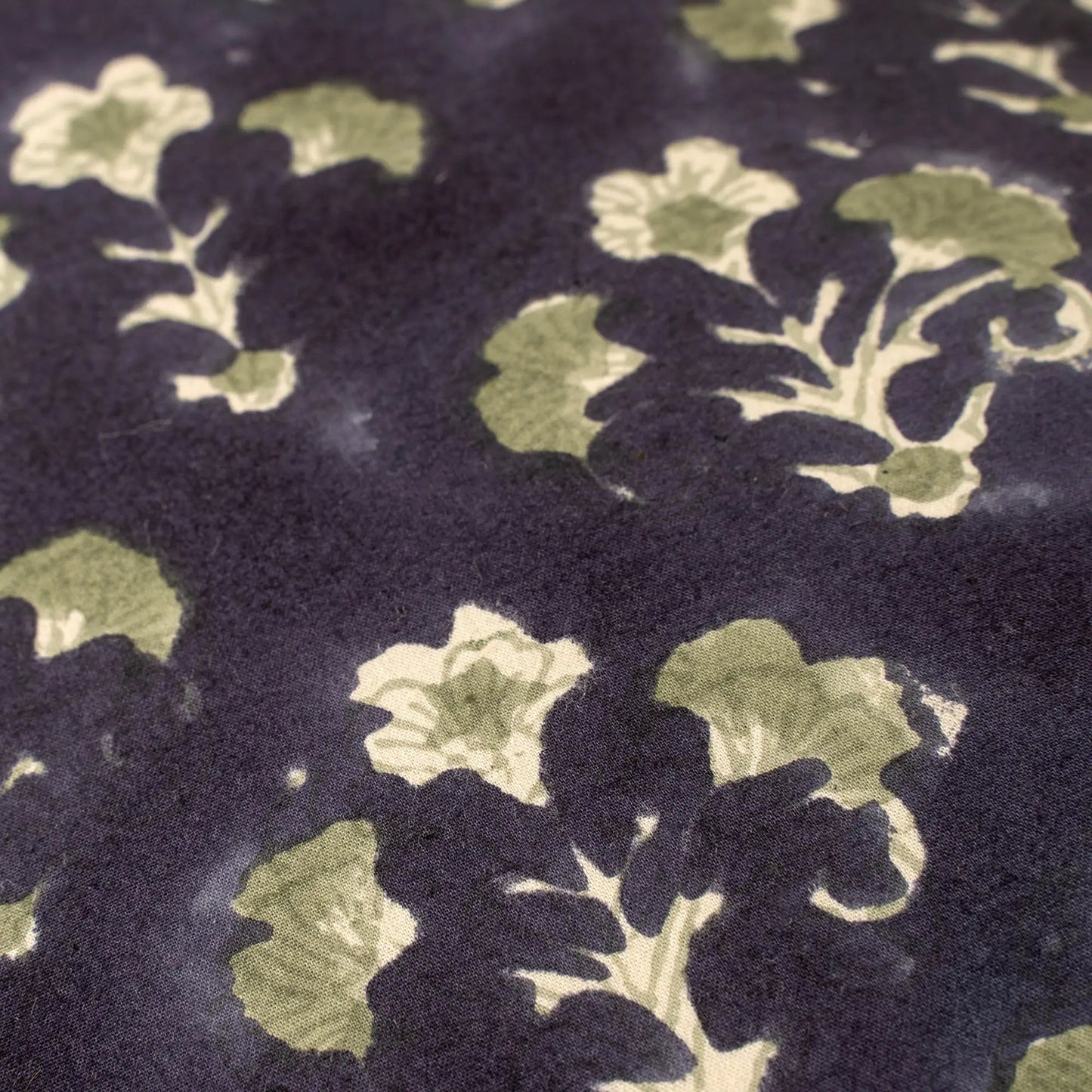 Midnight Blue Floral Block Print Pillow - Petite Thuet & Co.
