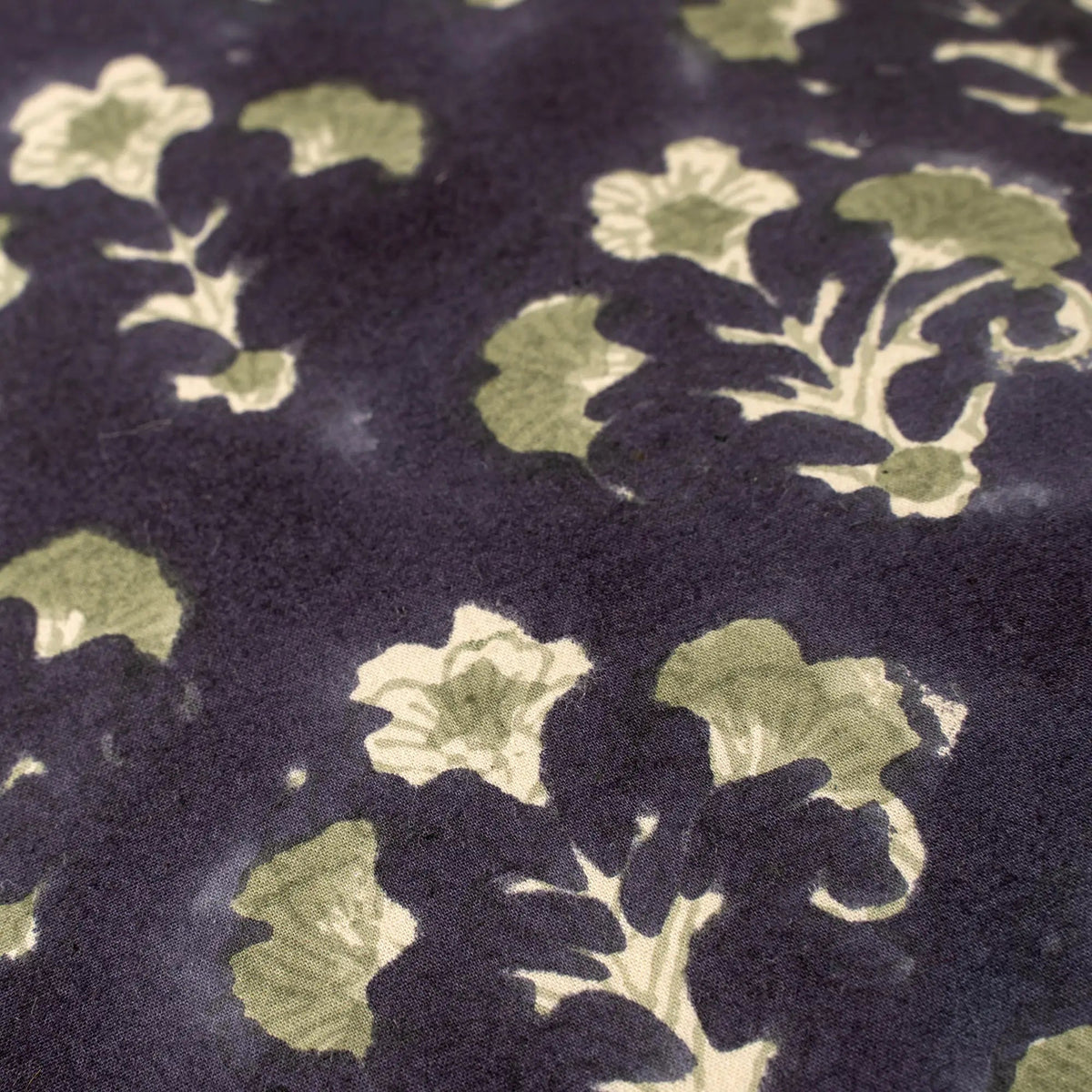Midnight Blue Floral Block Print Pillow - Petite Thuet & Co.