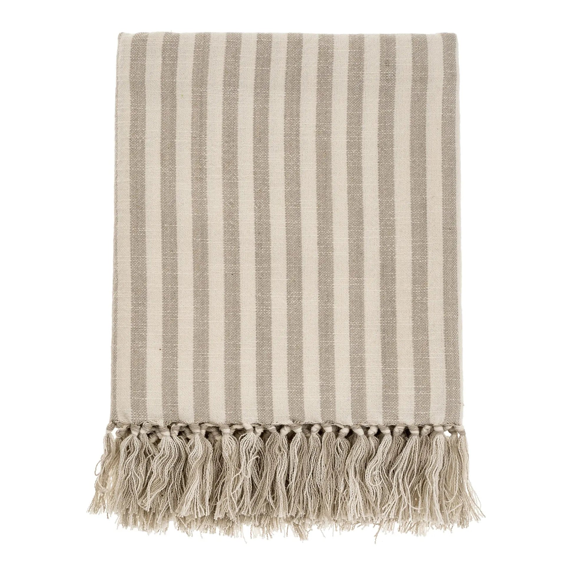 Narrow Stripe Hammam Bath Towel, Grey - Petite Thuet & Co.