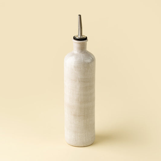 Stoneware Oil Cruet, Rustic White