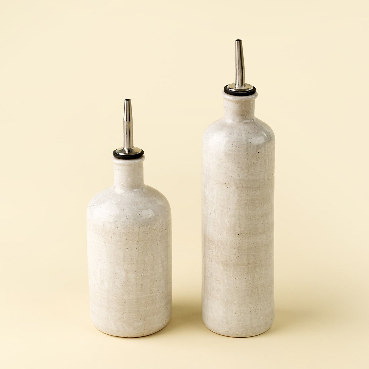 Stoneware Vinegar Cruet, Rustic White