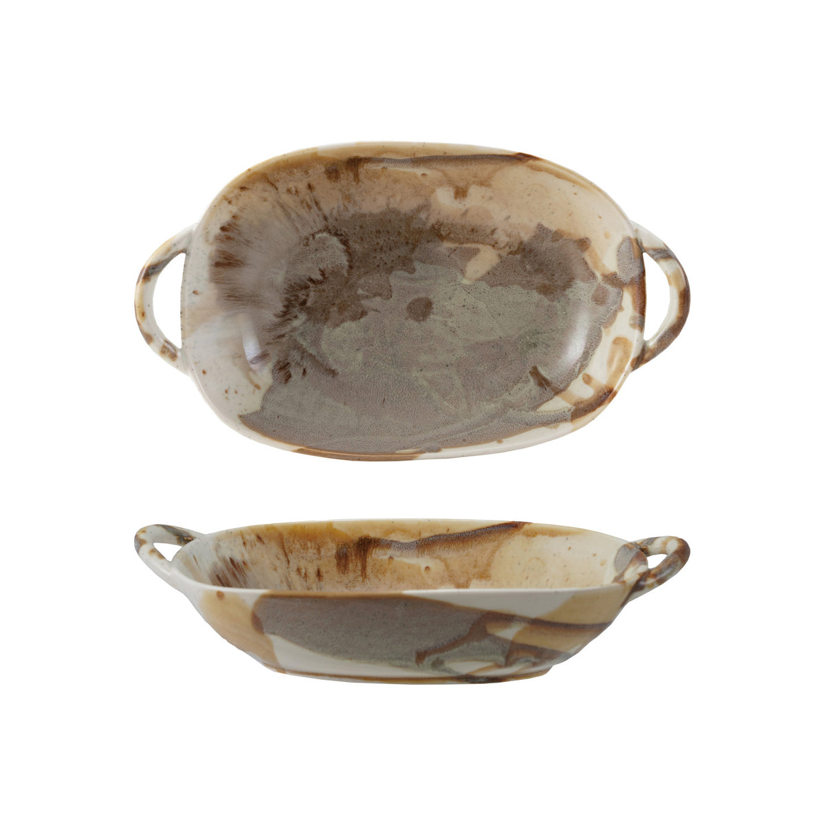 Oval Stoneware Baking Dish With Handles