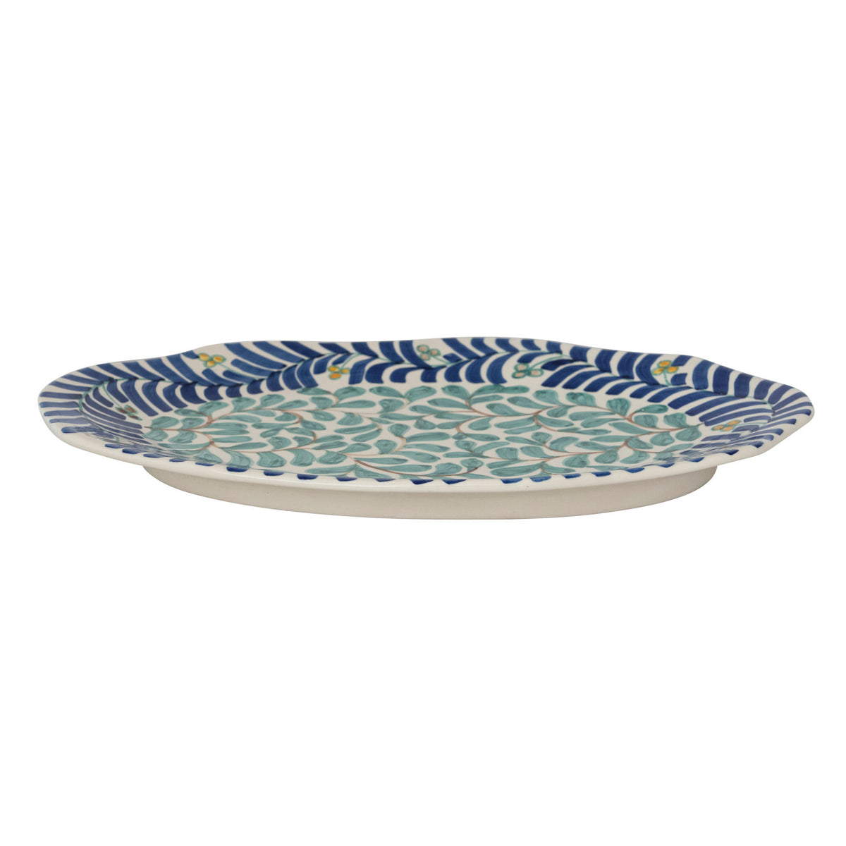 Hand-Painted Oval Stoneware Platter