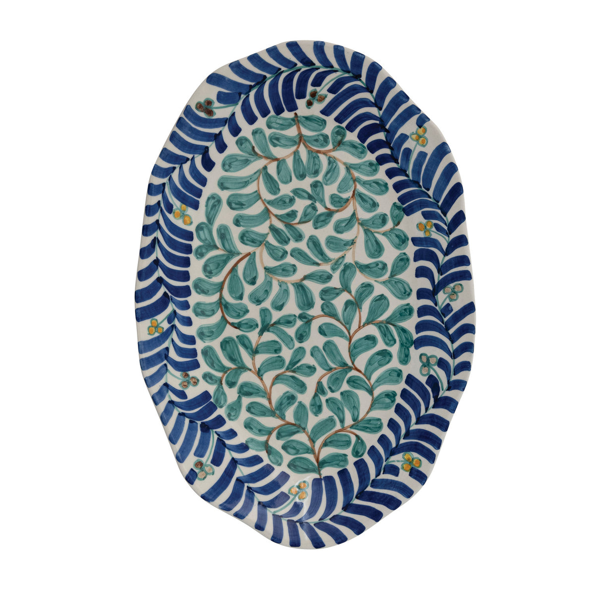 Hand-Painted Oval Stoneware Platter
