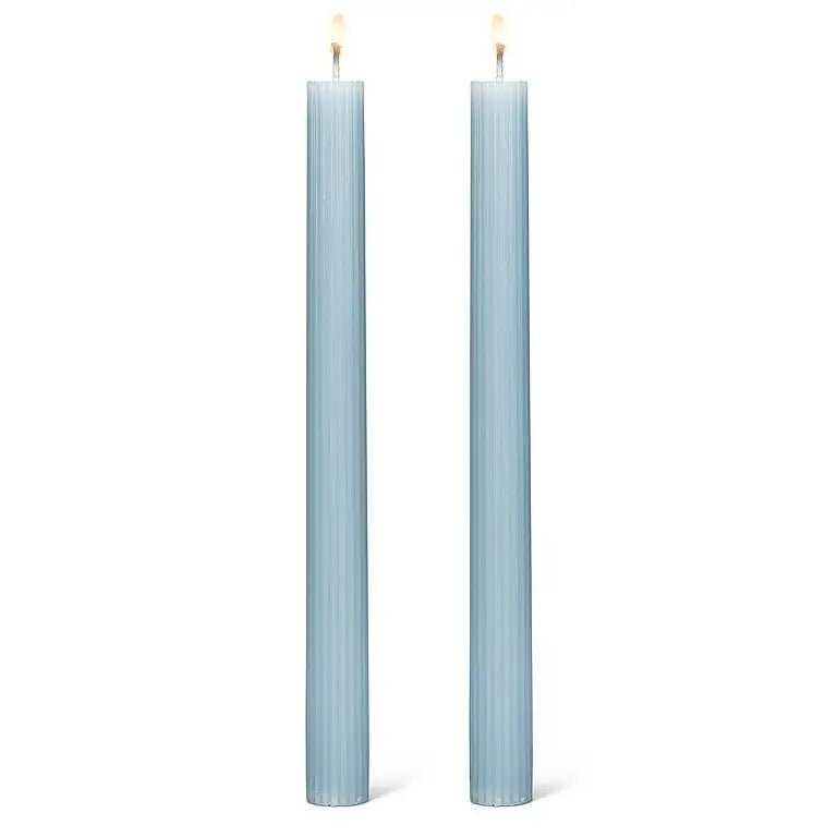 Pale Blue Ridged Taper Candle - Petite Thuet & Co.