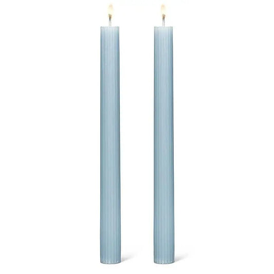 Pale Blue Ridged Taper Candle - Petite Thuet & Co.