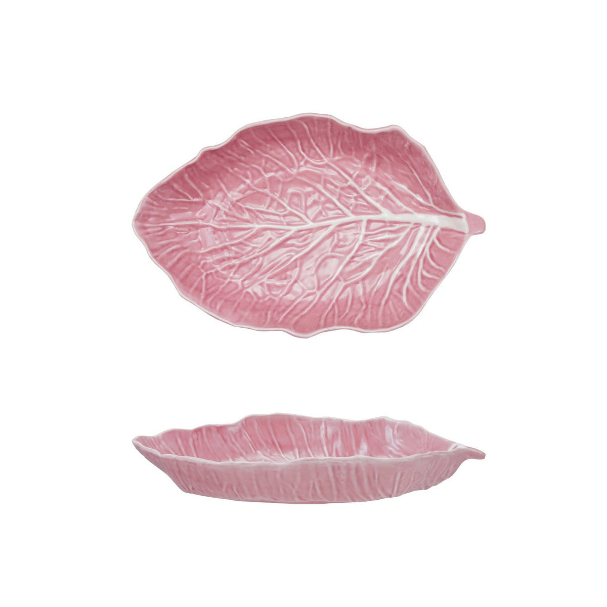 Pink Cabbage Leaf Stoneware Platter