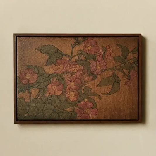 Pink Roses on Terracotta – Framed Canvas Print - Petite Thuet & Co.