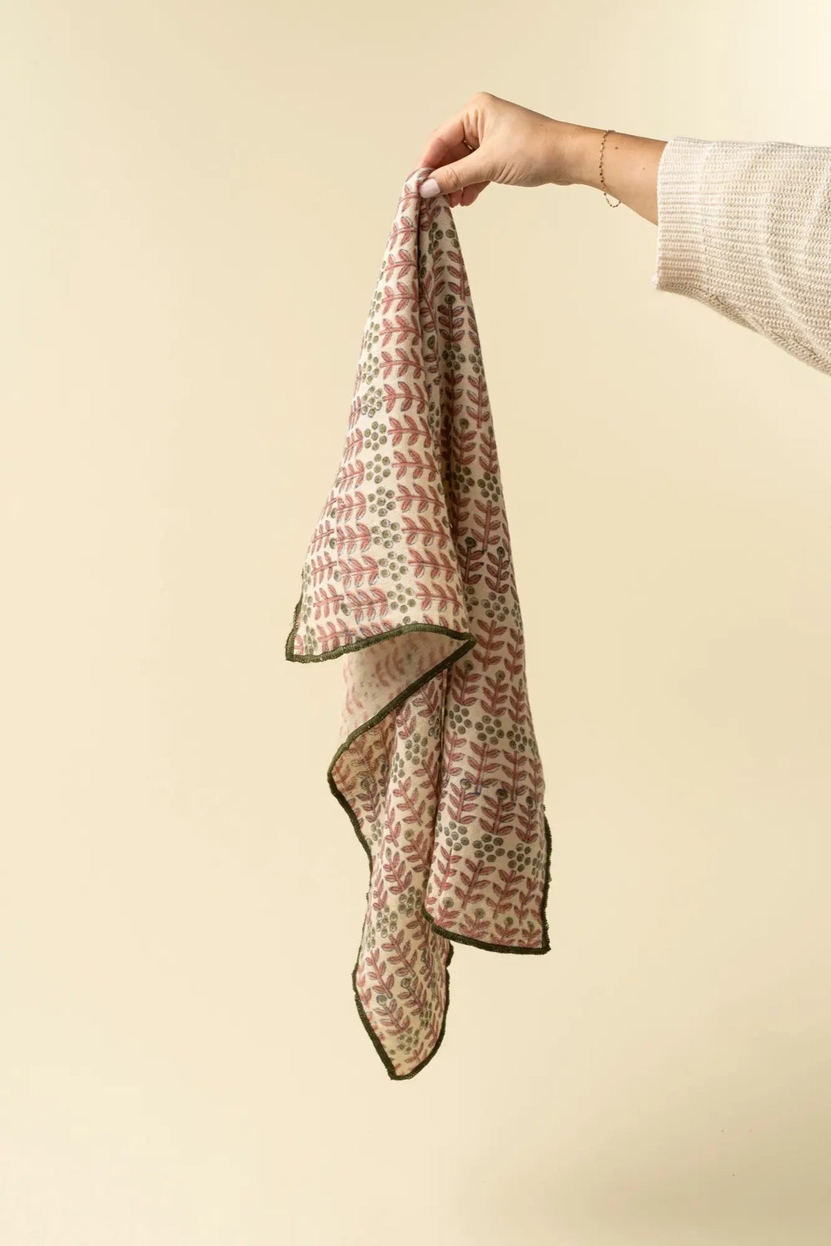 Pink & Sage Botanical Block Print Tea Towels – Set of 2 - Petite Thuet & Co.