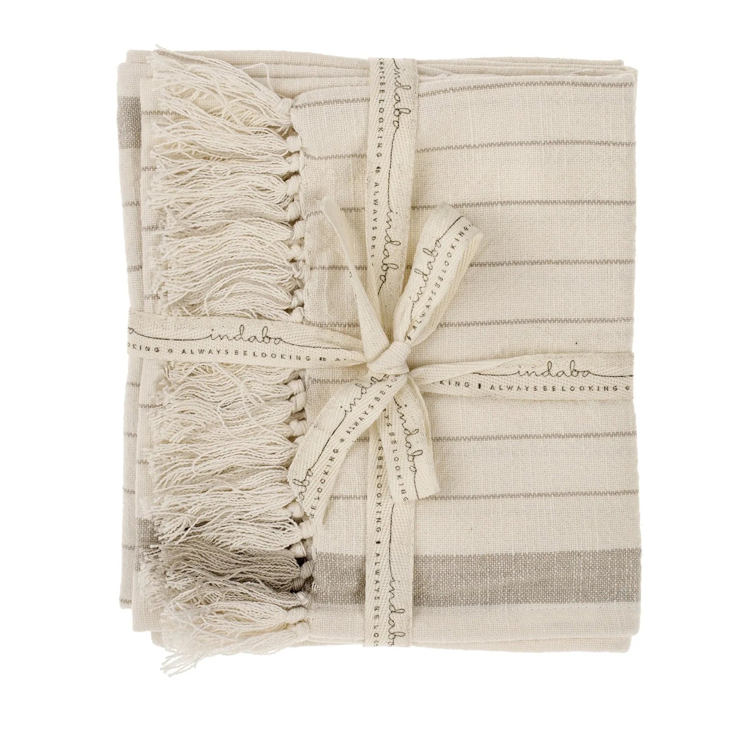 Pinstripe Hammam Hand Towels, Grey – Set of 2 - Petite Thuet & Co.