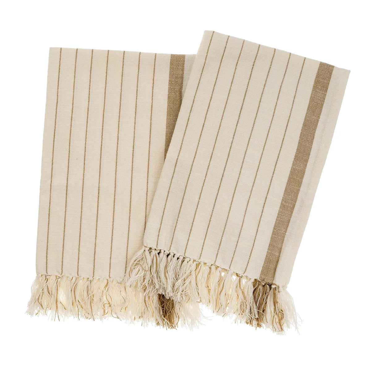 Pinstripe Hammam Hand Towels, Sand – Set of 2 - Petite Thuet & Co.