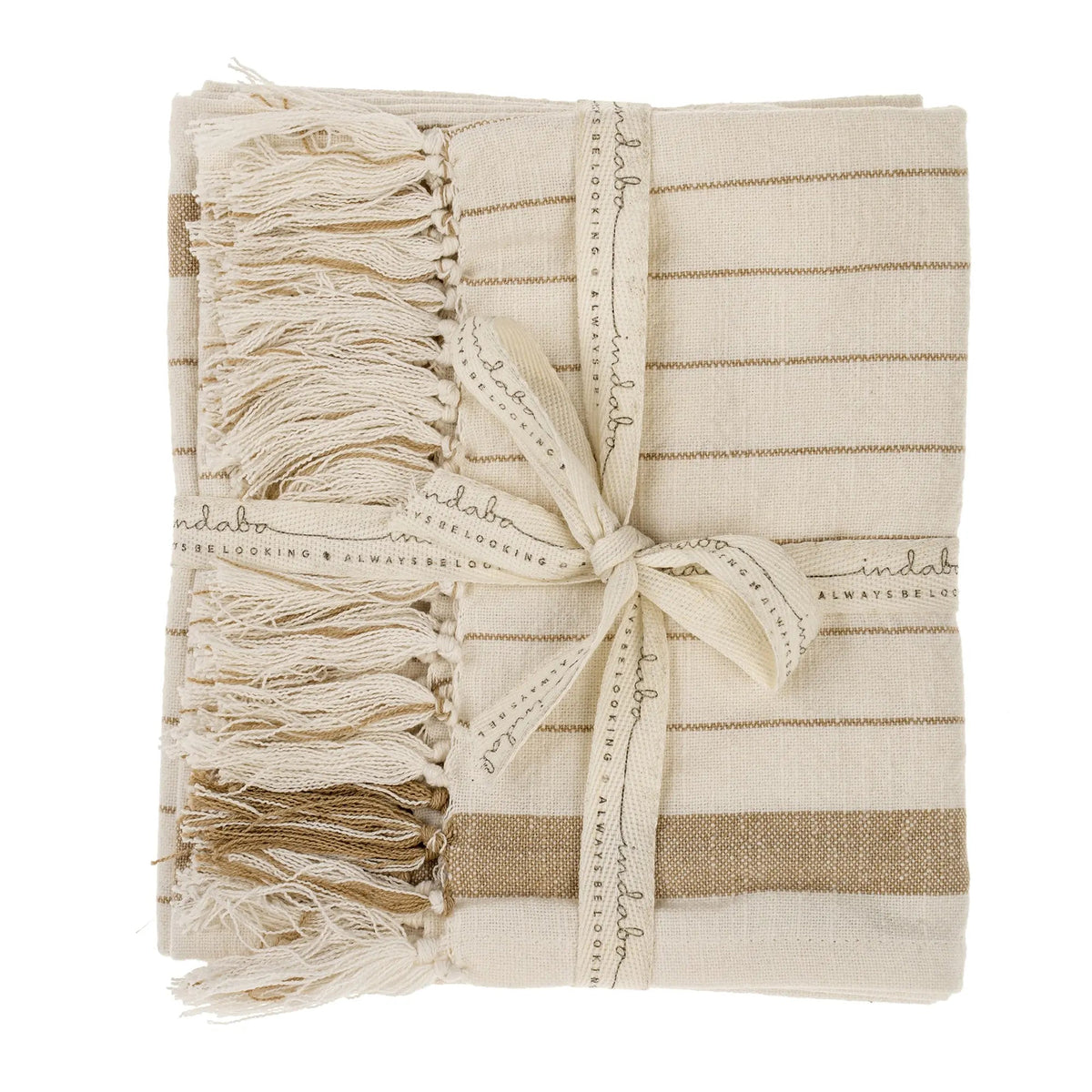 Pinstripe Hammam Hand Towels, Sand – Set of 2 - Petite Thuet & Co.