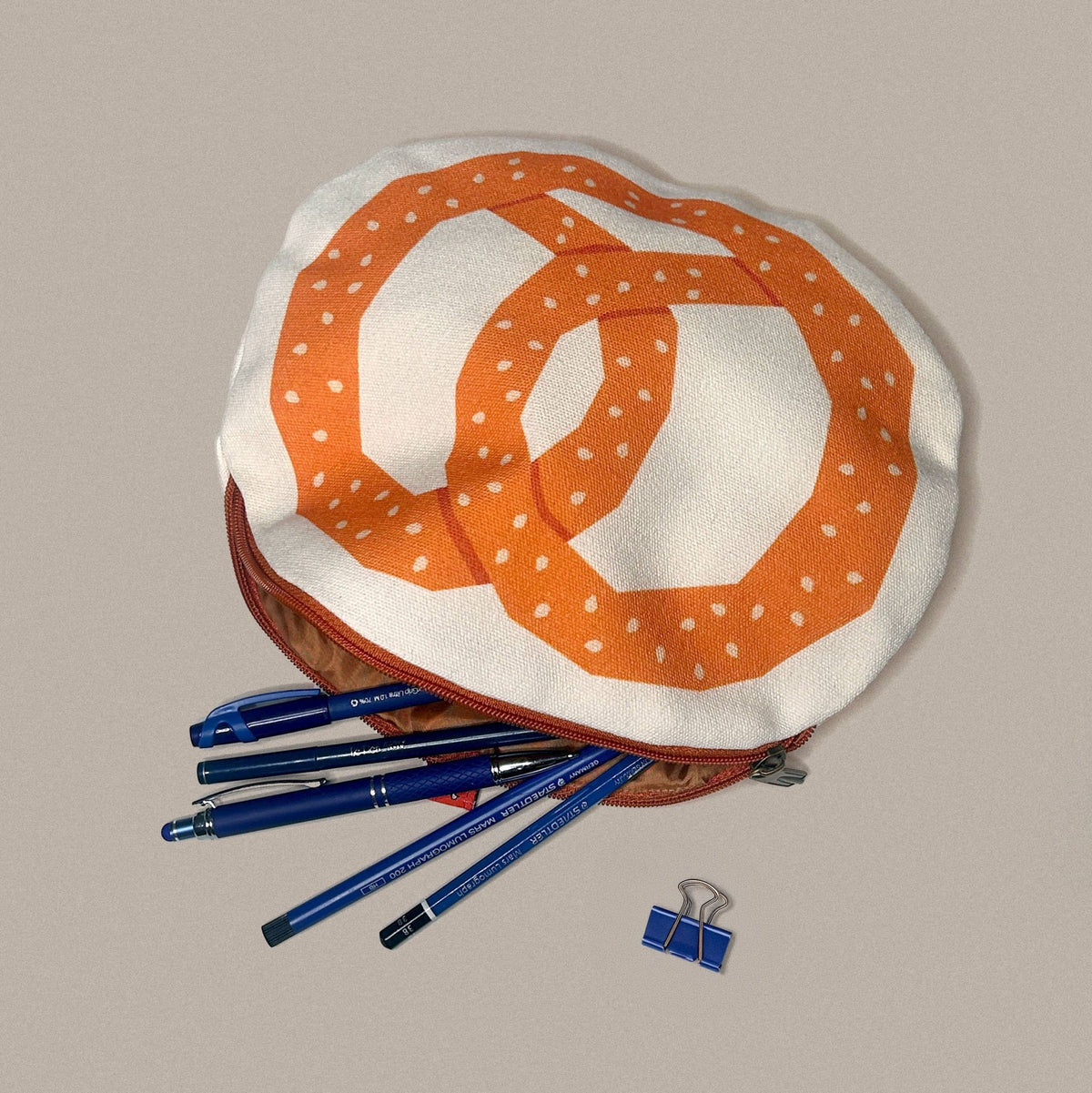 Pretzel Canvas Zipper Pouch & Pencil Case - Petite Thuet & Co.