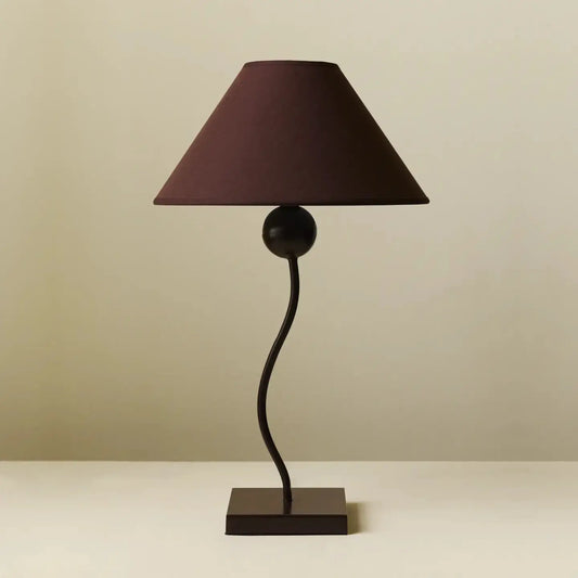 Burgundy Post-Modern Squiggle Table Lamp