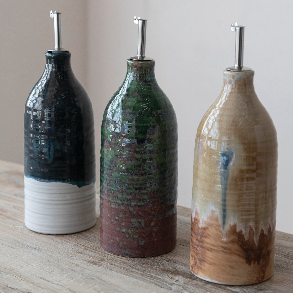Stoneware Oil Dispenser, Tan - Petite Thuet & Co.