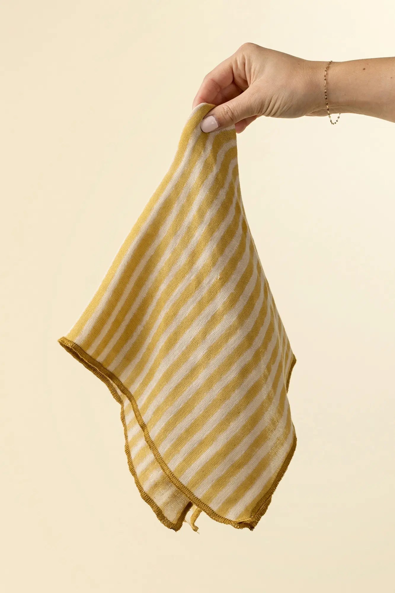 Sun Stripe Yellow Block Print Napkins – Set of 4 - Petite Thuet & Co.
