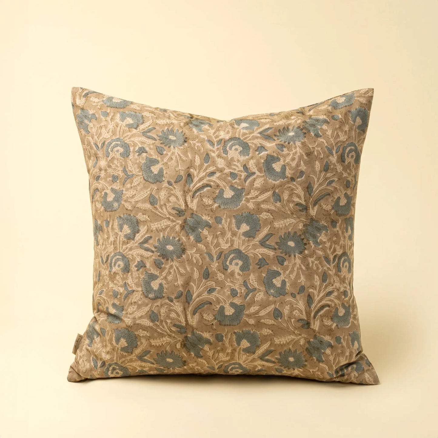 Blue & Sand Botanical Block Print Pillow