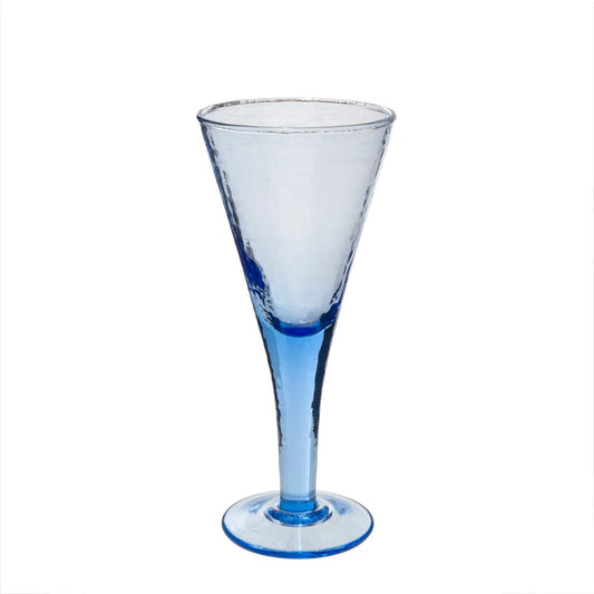 Mouth-Blown Champagne Glass, Blue